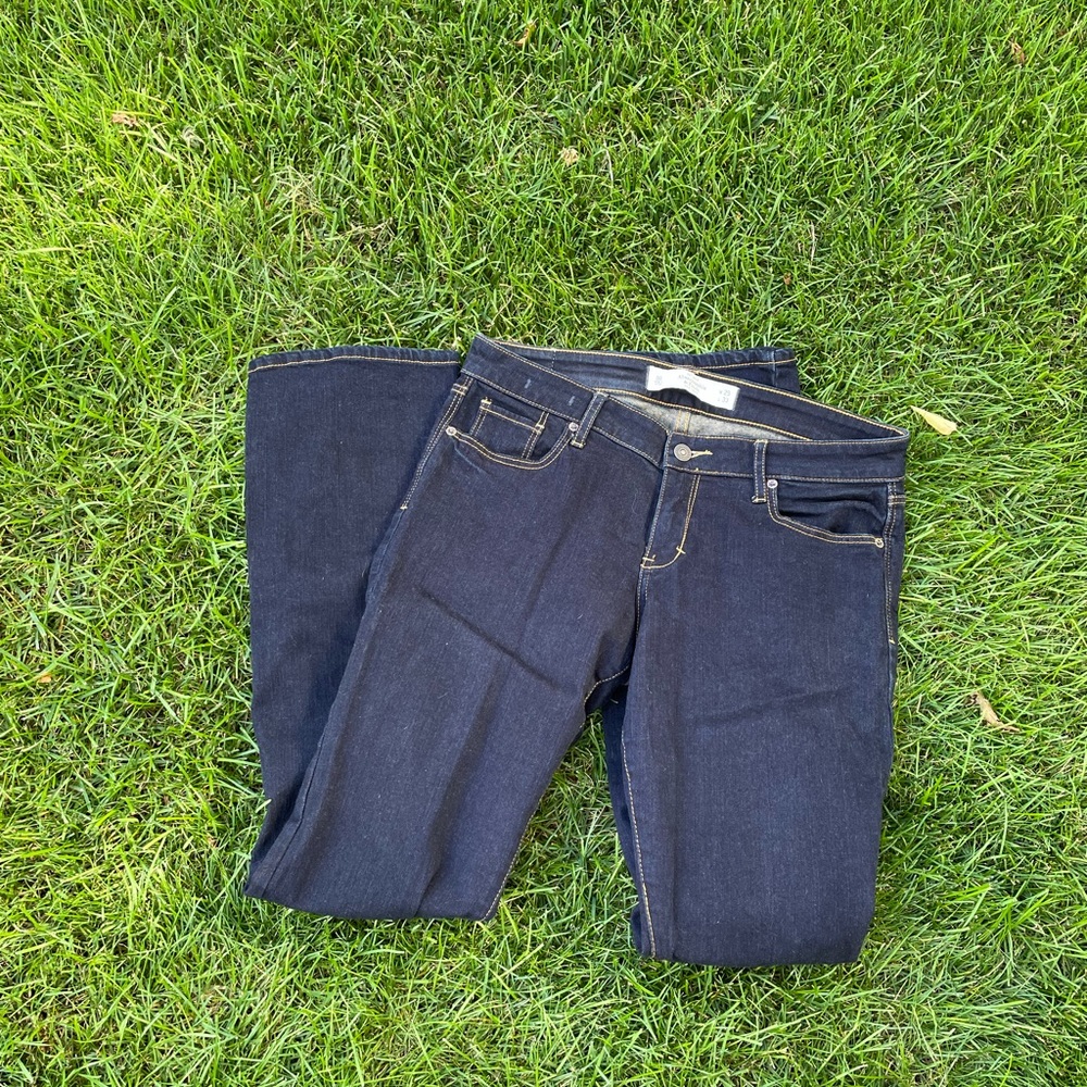 Abercrombie & Fitch A & F Boot Cut Jeans Womens 8R Dark Wash Blue Stretch Denim